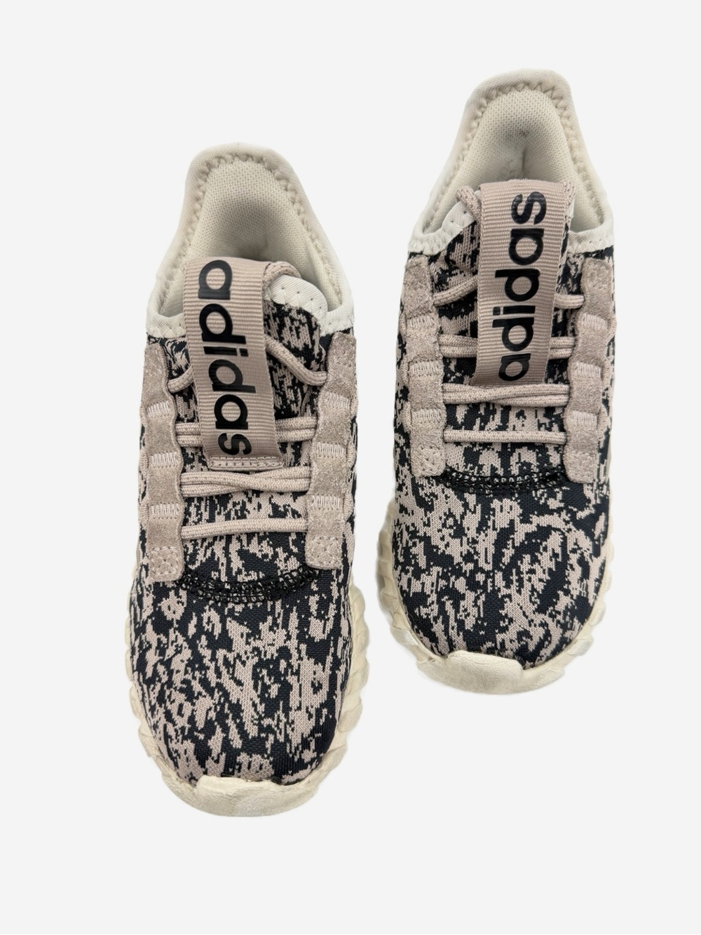 Adidas Kaptir 3.0 Kids Sneakers Youth Size 1 Black Cream Abstract Print
